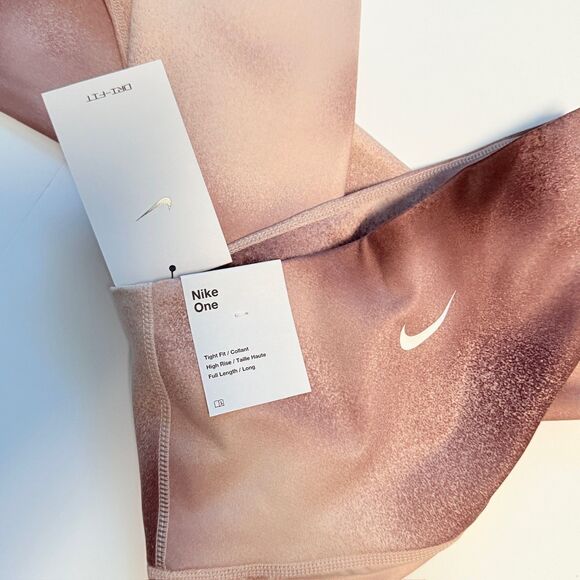 NWT NIKE One Dri-Fit Women's High Rise Waist Full Length Smokey Mauve Leggings - Picture 3 of 4